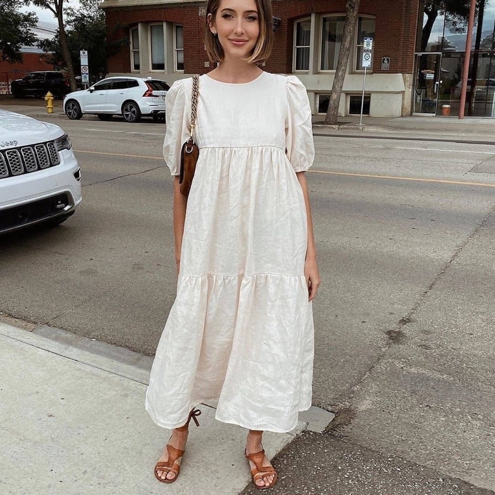 Dissh Bonnie tier midi dress puff sleeve peasant dress